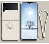 Funda de silicona líquida de lujo con soporte para anillo Galaxy Z Flip 3, 4, 5, 6