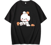 Kawaii Panda and Bear Pattern T-shirt Bubu Dudu Round Neck Fashion Large Women's Wear