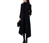 Women's Cashmere Wool Trench Coat Winter Warm Thick Double-Breasted Long Jacket women's long thick woolen coat