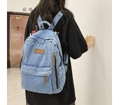 Tendencia, gran capacidad, mochila, moda, mezclilla, nuevo estilo, universidad, venta al por mayor, bolso de estudiante, tendencia transfronteriza