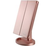 deweisn Dresser Mount Tri-Fold Lighted Vanity with 21 LED Lights, Touch Screen and 3X/2X/1X Magnification, Two Power Supply