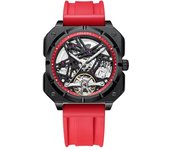 AILANG-reloj mecánico automático para hombre, caja cuadrada con correa de goma, resistente al agua, calado, luminoso
