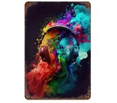 Neon Dj Vintage Metal Posters Pop Retro Tin Sign Headphones Music Art Decor Personality Bar Wall Poster