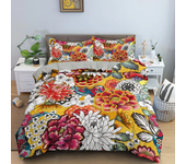 Vintage Flower King Queen Duvet Cover Peony Sunflower Bedding Set Tropical Floral Quilt Cover Boho Polyester Comforter Cover