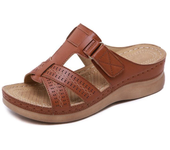 Sandalias de verano para mujer, sandalias con cuña, sandalias ortopédicas de Punta abierta de primera calidad, zapatillas Retro informales antideslizantes Vintage con plataforma para mujer