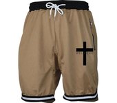 Pantalones de Baloncesto Cruzado para Hombres Línea de Malla de Secado Rápido Cintura Elástica