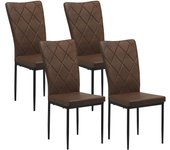 Comedor Pack de 4, Sillas Comedor Tapizadas, Respaldo Alto, Sillon Moderno de Cuero Artificial, Sillas Ergonómicas con Patas de Metal para Comedor, Dormitorio, Salón, Blanco, EZS23ws-4