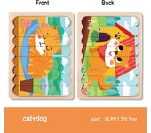 Cartoon Animal Double-sided Strip Wooden Puzzles Kids Jigsaw Game Baby Educational Toys for Children
