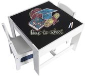 Juego de Mesa y 2 Sillas Infantiles Grupo de Asientos para Niños Muebles de Madera y MDF para Niños con Espacio de Almacenamiento Gris + Blanco 0001ETZY