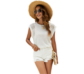 Camiseta de verano para mujer, paneles recortados de encaje de verano, camiseta casual de manga de murciélago