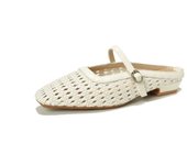 Pantuflas de tejido hueco para mujer para usar en verano sin cansar los pies, sandalias de tacón grueso