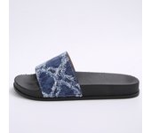 2025 Gran Tamaño Grueso Fondo Impreso Una Zapatillas Mujeres Exterior Desgaste Denim Dedo Abierto Ligero Playa Sandalia Mopa