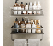 Bathroom Accessories Shelf Organizer 30-50CM Shower Storage Rack Gray Wall Mounted Space Aluminum Toilet Shampoo Holder Shelves