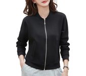 Mujer Bomber  Chaqueta ,Cardigan con cremallera mujer blusa de color sólido ropa de béisbol estilo corto manga larga mujer abrig