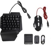 One Hand RGB Gaming Keyboard Backlit Mouse Combo with Converter Adjustable Phone Stand 4 in 1 Mobile Game Combo for IOS for Andr
