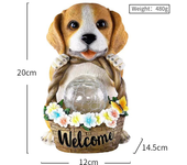 Outdoor Solar Lights Puppy Sculpture Garden Crafts Statue Resin Garden Decoration