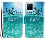 Anti-scratch Drop-proof Pattern Printing Case PU Leather Flip Wallet Cross Texture Stand Cover for vivo Y21/Y21s/Y33s