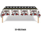 Race Theme Tablecloths Black White Checkered Rectangular Plastic Table Cover Racing Car Birthday Party Decorations Supplies