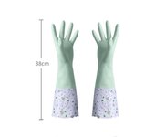 Latex Rubber Dish Washing Gloves Elastic Cuffs Velvet Winter Cleaning Gloves Long Sleeve Waterproof Housework Gloves