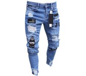 Tattered pipe pants embroidered with men's jeans
