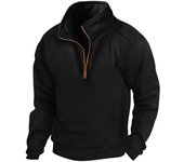 Men's new stand up collar half zipper tactical sweater sports pullover long sleeved polo shirt