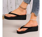 Women's Solid Color Flip Flops, Casual Clip Toe Summer Shoes, Comfortable Platform Beach Shoes