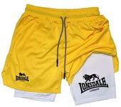 Print 2 in 1 Running Shorts for Men Gym Workout with Phone Pocket Towel Loop Summer Sport Athletic Activewear RL00093