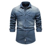 Lavado para hacer rayas denim blusa manga larga