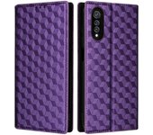 For Cubot X70 Case Rhombus Imprinted PU Leather Magnetic Auto-absorbed Phone Cover