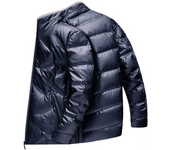 Men's short down jacket with wool collar, white duck down