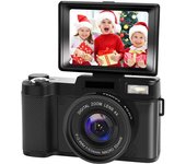 4K Full HD Digital Camera 24MP Photographic Camera 4x Zoom Rotating Screen Professional EIS Video Camera for Travel Vlog