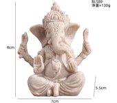 Sandstone resin, trunk, God of Wealth ornament, Zen Buddha statue, Indian divine elephant sculpture, Thai style foyer tabletop