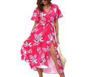 Vestidos de mujer, vestidos casuales de verano, faldas midi con aberturas estampadas, faldas de vestir