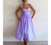 Verano Nuevo Vestido Europeo Y Americano Mujer Moda Estampado Fresco Largo Vestido Halter