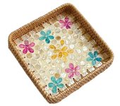Hand Woven Splicing Shell Rattan Basket Rattan Weaving Household Rattan Shell Tray Decorative Colorful Weaving Fruit Basket