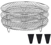 3 Layers Air Fryer Stackable Grilg Rack Stainless Steel Mesh Grill Basket Steamer Cooker Kitchen Gadgets Cooking Tools