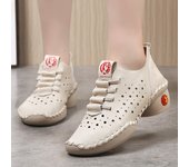 Zapatos de baile de cara blanda con suela de tendón de res de tacón grueso de primavera y otoño para mujer