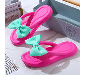 Summer Candy Colors Flip Flops Beach Love Heart Bowknot Soft Bottom Flat Slippers Women Outdoor Non Slip Flat Slide Sandals Ship
