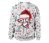 Hombres de Navidad de impresión digital de manga larga Crew Neck Pullover Sudadera