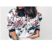 Chaqueta Bomber informal con estampado Floral de talla grande, abrigo elegante con cremallera, ropa de oficina ajustada