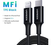 UGREEN Apple MFi Certified 0.25 0.5 1 1.5 2 Meter USB C to Ligtning Fast Charging Cable for iPhone 15 Pro X XS XR 30W PD Fast Charging Type C Cable Data Cable for Macbook USB Cord