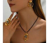 Fashionable And Light Luxury Women's Jewelry Set, Geometric Irregular Necklace, Earrings, Versatile, Crystal And Diamond Set Ring