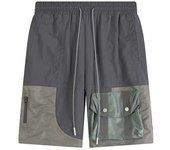 New multi pocket quick drying 5-inch sewn trench coat for high street fashion, 6-pocket nylon cargo shorts