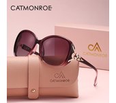 Gafas de Moda Polarizadas para Mujer CATMONROE - Montura Grande Elegante de PC con Bisagras de Metal Dorado, Protección, Gafas Elegantes para Viajar y Conducir, Caja de Regalo Incluida