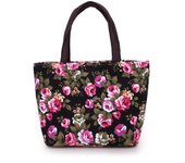 Fashion Large Capacity Floral Tote Bag Oxford Cloth Crossbody Bag Canvas Lunch Bag Handbag Shoulder Bag Rose Mommy Bag Shopping