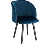 Comedor Pack 1, Silla de Cocina Tapizadas en Terciopelo, Sillas Ergonómicas con Respaldo y Brazos para Salón y Dormitorio, Estilo Nórdico, Patas de Madera, Azul, BH121bl-1