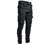 Pantalones Vaqueros pitillo para hombre, Vaqueros con bolsillo lateral, novedad