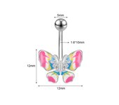 ZS 1 PC Colorful Butterfly Pendant Belly Button Ring Rhinestone Long Drop Pendant Belly Rings 14G Navel Barball Piercing Jewelry