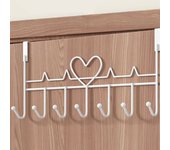 Overdoor Organizer Metal Over Door Hanger Punch-free Anti-Rust Heart-Shaped Hooks Creative 7 Hook Clothes Hanger Bathroom