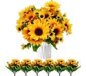 8pcs Flores de Girasoles Artificiales con Tallos diámetro 40cm, grande Girasoles Artificiales Decoracion, Sunflowers Artificial Flowers Flor Falsa Jarrones Decoracion Oficina en casa (8 grandes)